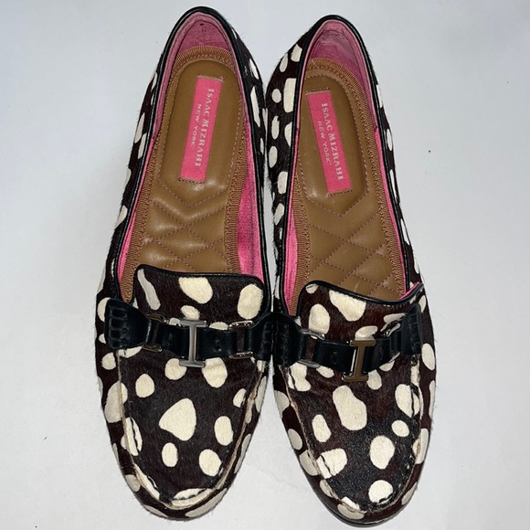 Isaac Mizrahi leather cow hair flat loafers - Picture 1 of 4